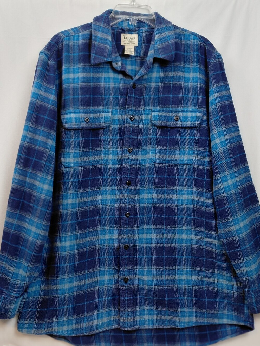 L.L  Bean Midweight Flannel Plaid Shirt Size Large Tall 100% Organic Cotton